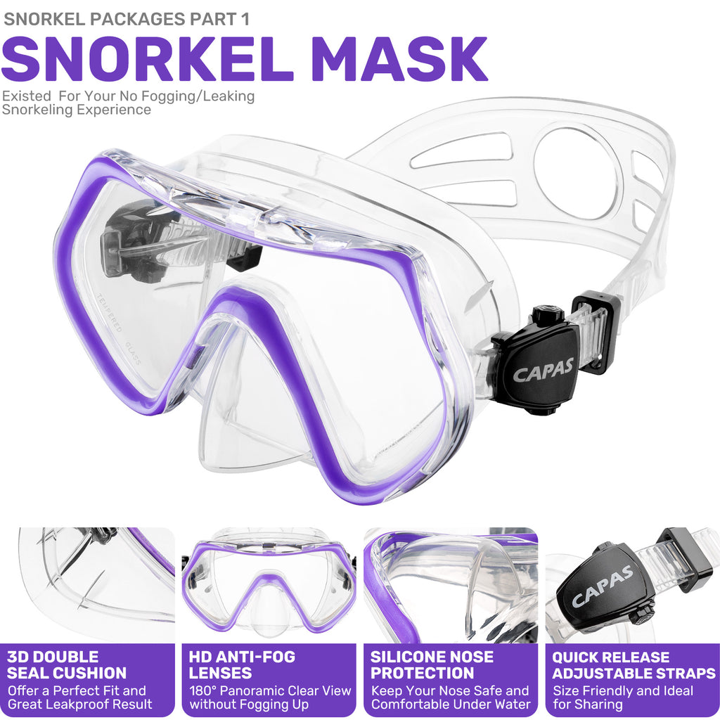 Snorkel Mask Fins Set with Carrying Bag C5896