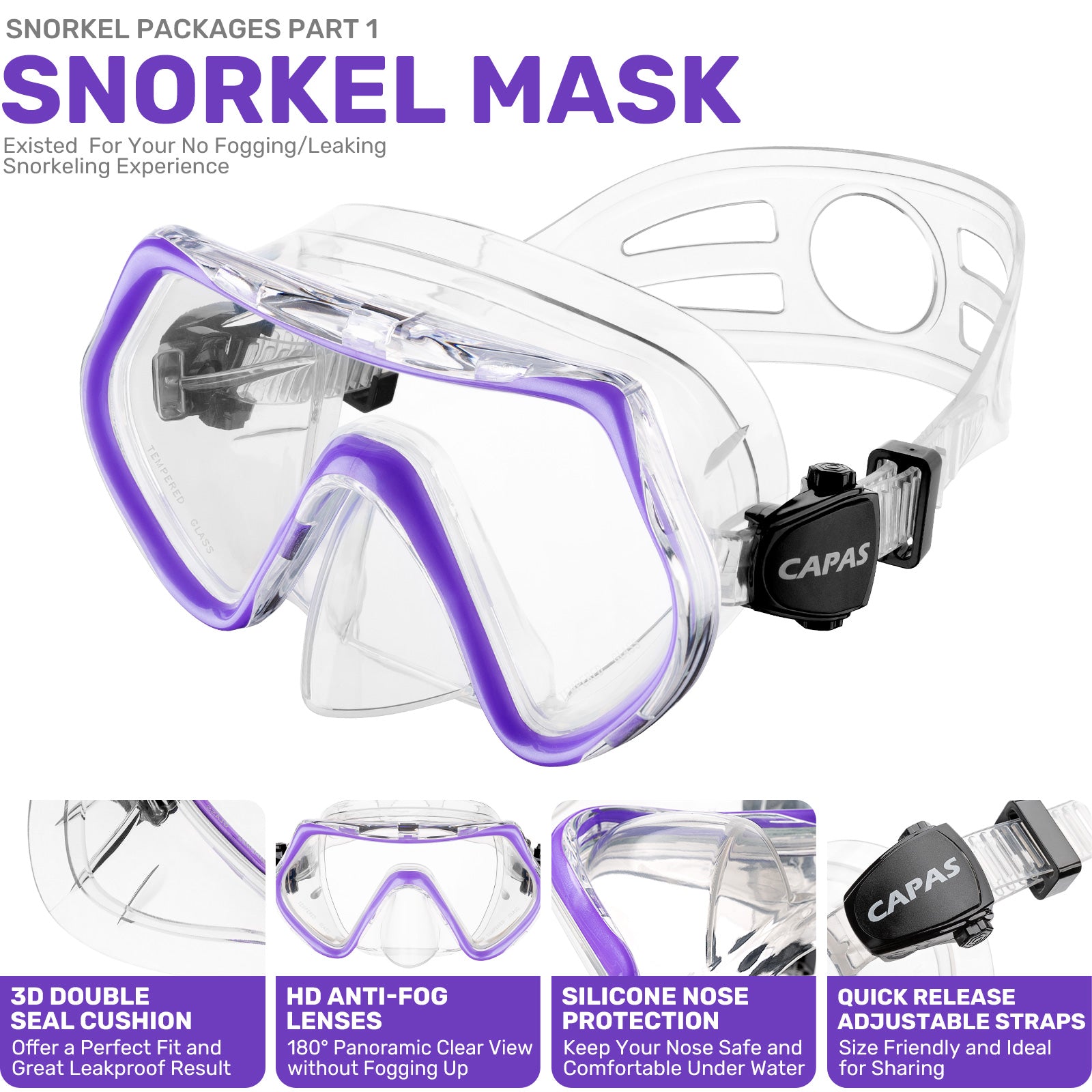 Snorkel Mask Fins Set with Carrying Bag C5896