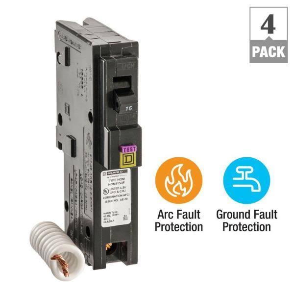 15 Amp Single-Pole Dual Function Circuit Breaker (4-Pack) N862