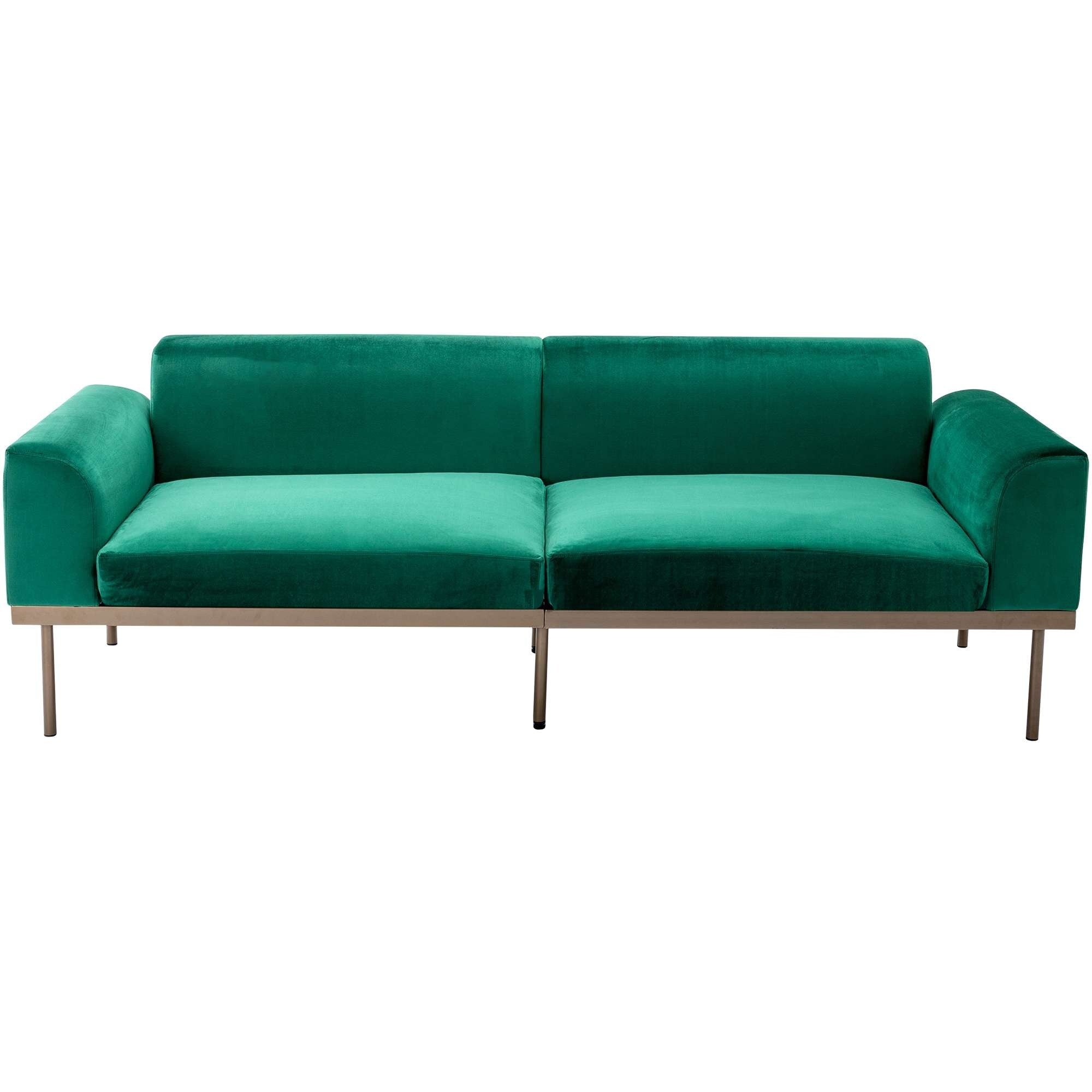 Green Velvet Loveseat Sofa with Two Pillows K93879