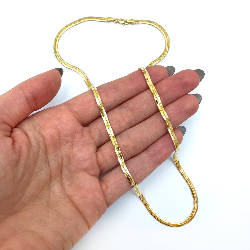Solid 14K Yellow Gold Snake Chain Necklace 18" R918