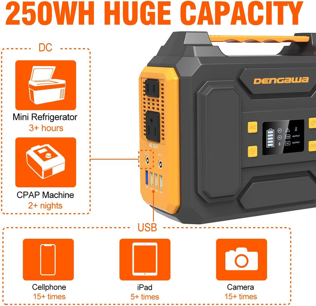Portable Power Station 250Wh with 110V/250W Pure Sine Wave AC Output D830
