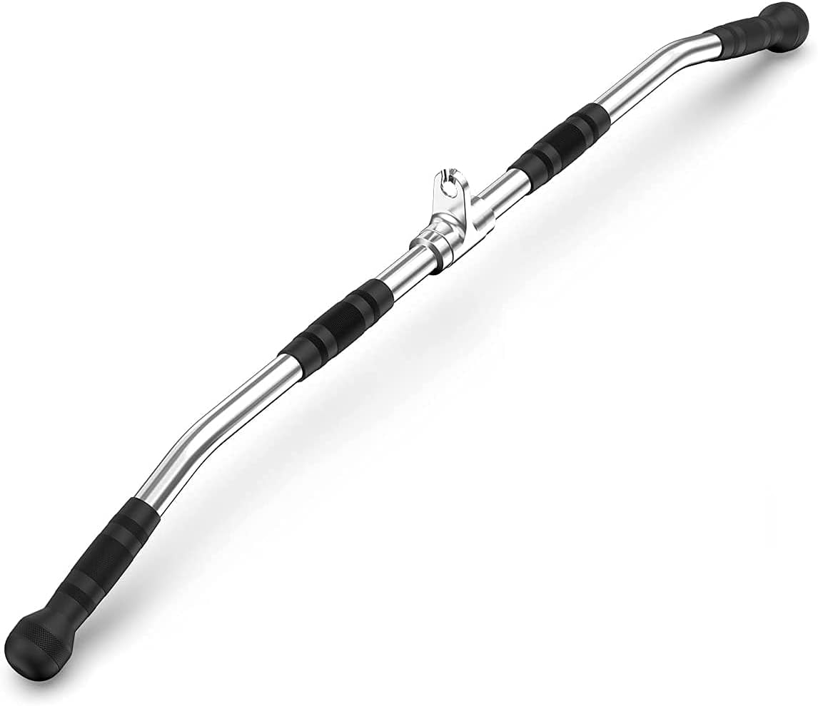 Cable Attachment with Rubber Handgrips, Solid Curl Bar, Pack of 2 D25320