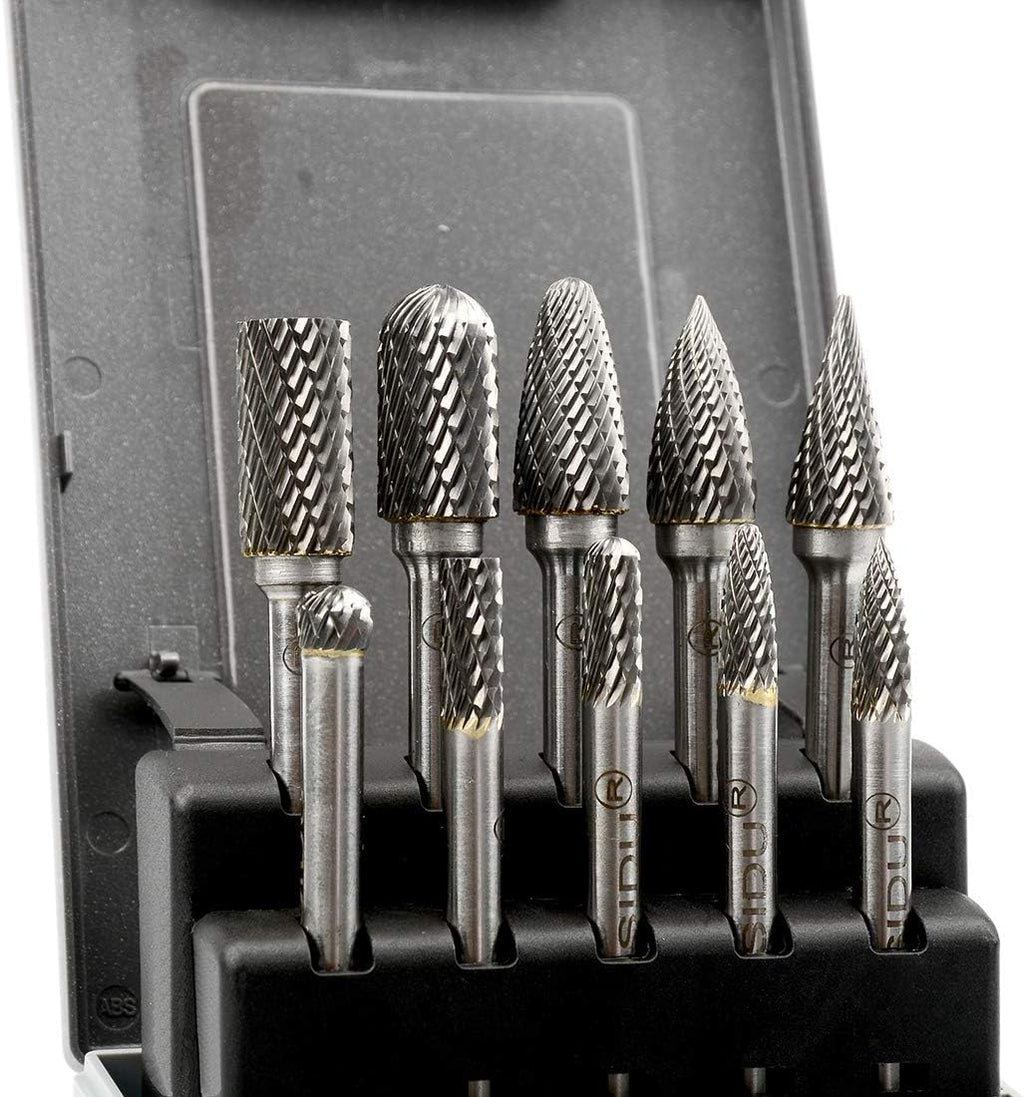 10pcs 1/4 Inch Shank Double Cut Carbide Rotary Burr Set Y986540