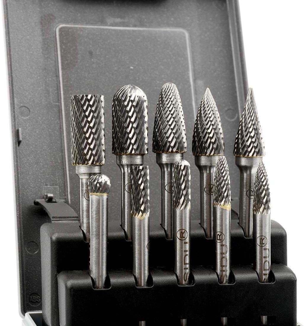 10pcs 1/4 Inch Shank Double Cut Carbide Rotary Burr Set Y986540