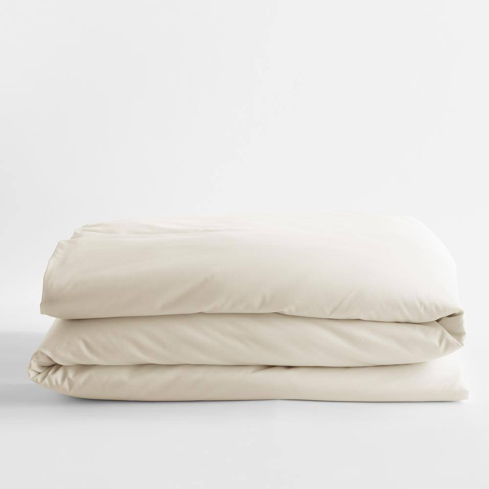Organic Ivory Solid Sateen King Duvet Cover K559