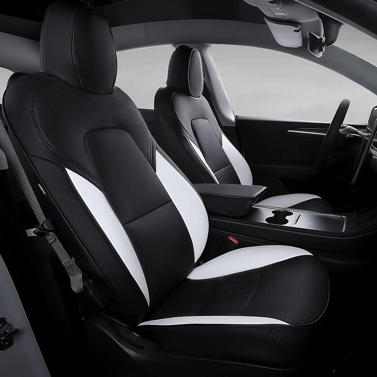 Red-PU Car Seat Cover for Tesla Model 3/Y (5 Pcs) F8482