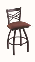 Black Wrinkle Swivel Stool with Paprika Seat M32843