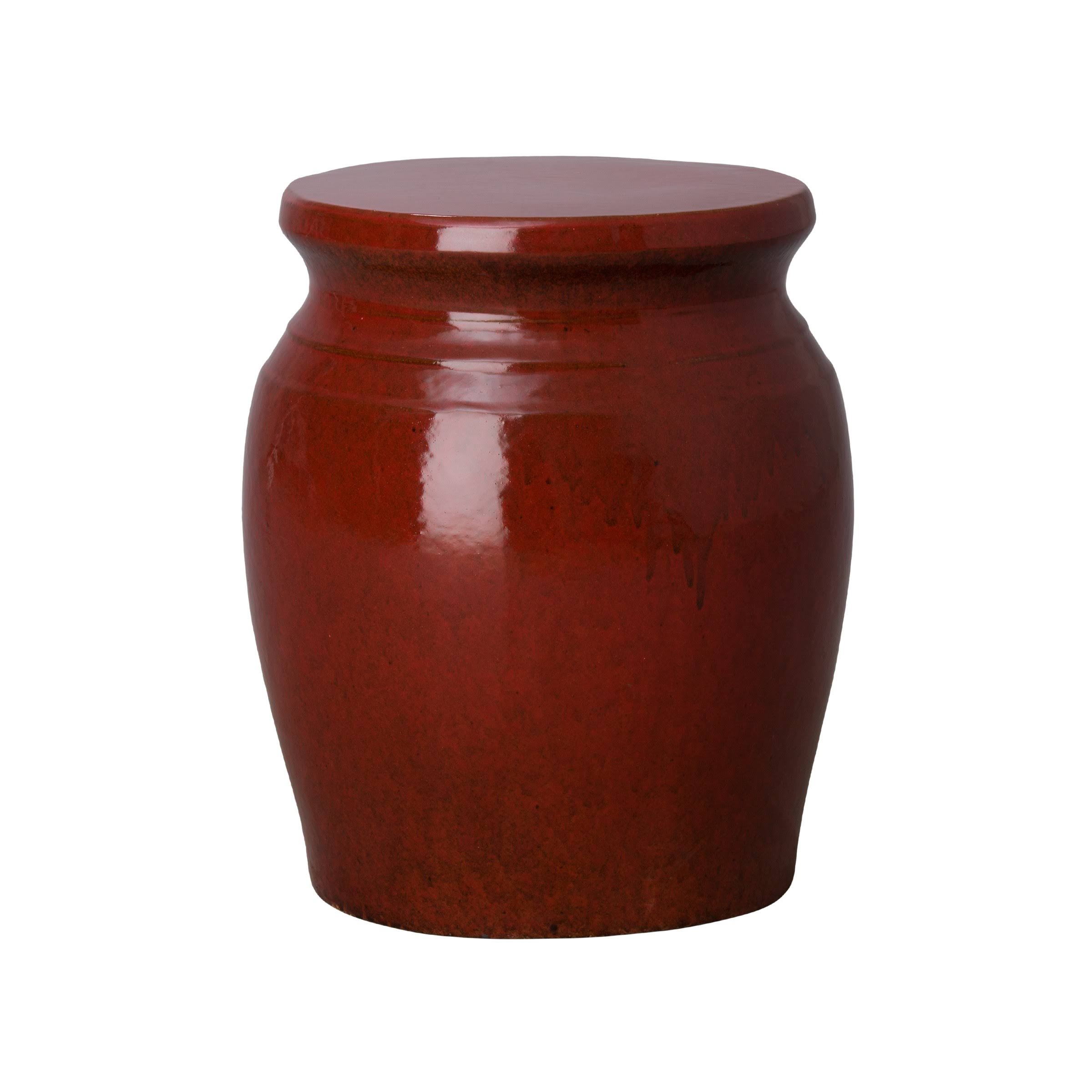 Tropical Red Ceramic Garden Stool J3587