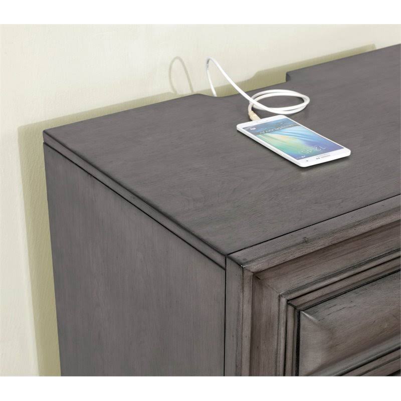 Gray Solid Wood 3-Drawer Nightstand E78611