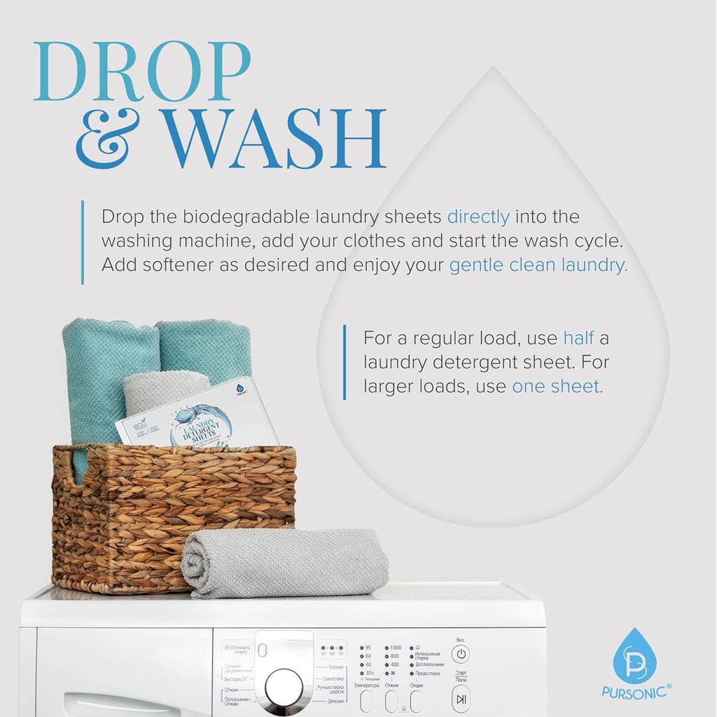 Pursonic Detergent Sheets & New Zealand Wool Dryer Balls Set