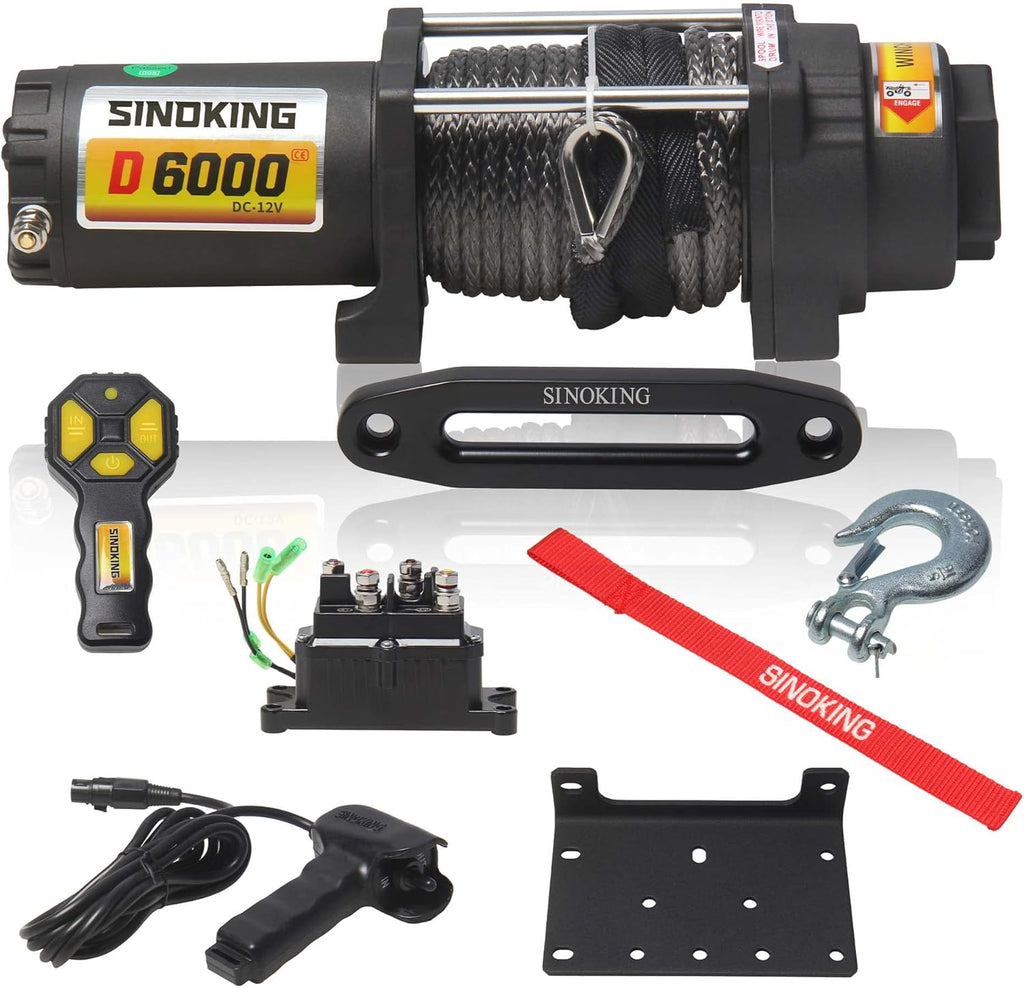 6000lb 12V Winch with Synthetic Rope and Wireless Remote Control I59584