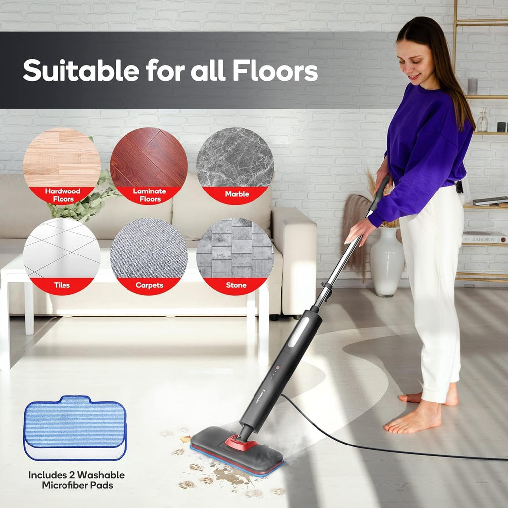 Hardwood Floor Steamer with 2 Washable Microfiber Pads P87595