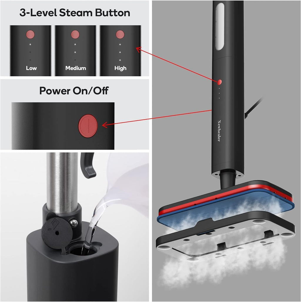 Hardwood Floor Steamer with 2 Washable Microfiber Pads P87595