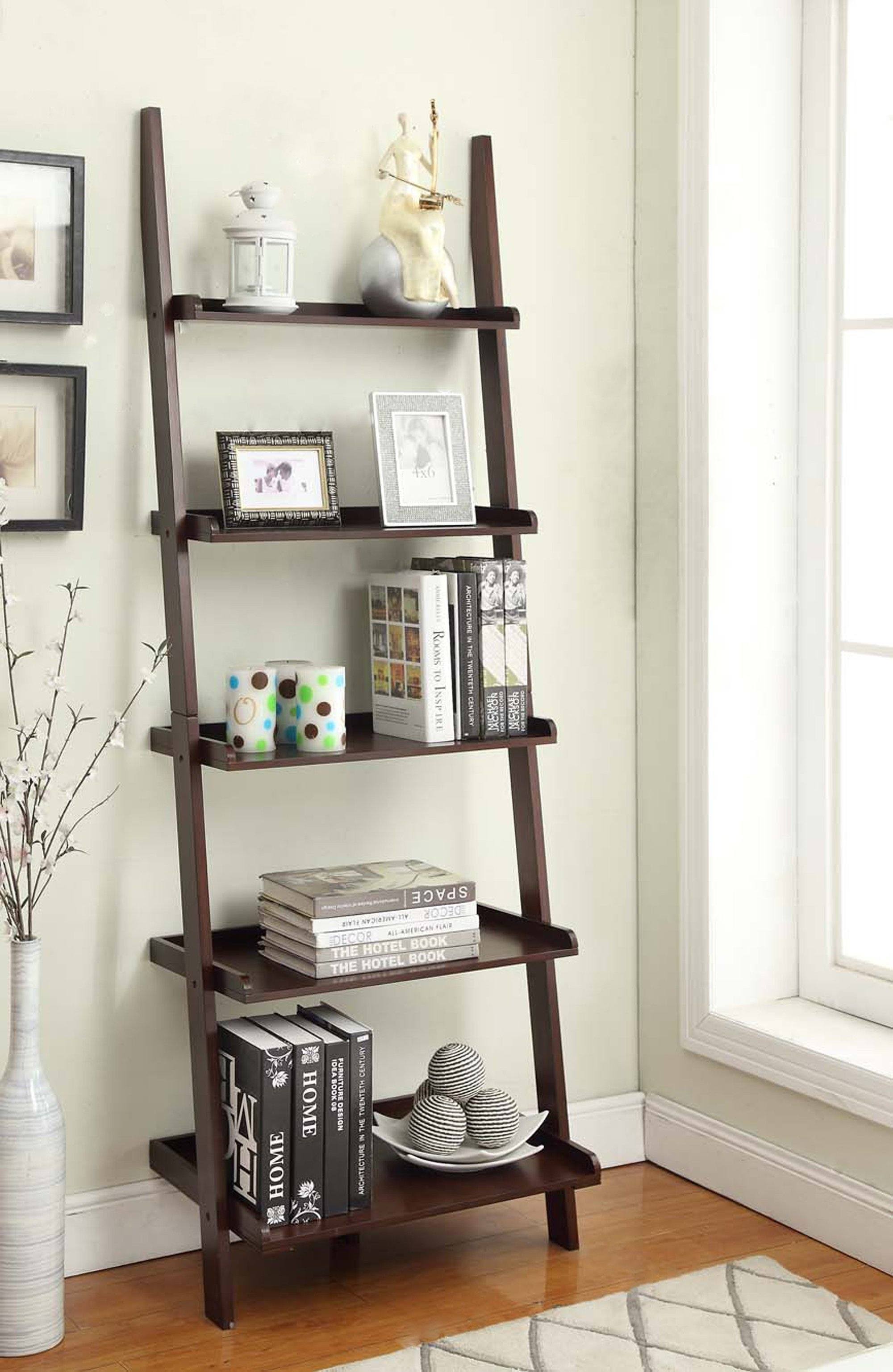 Espresso 5-Shelf Bookshelf Ladder E6142