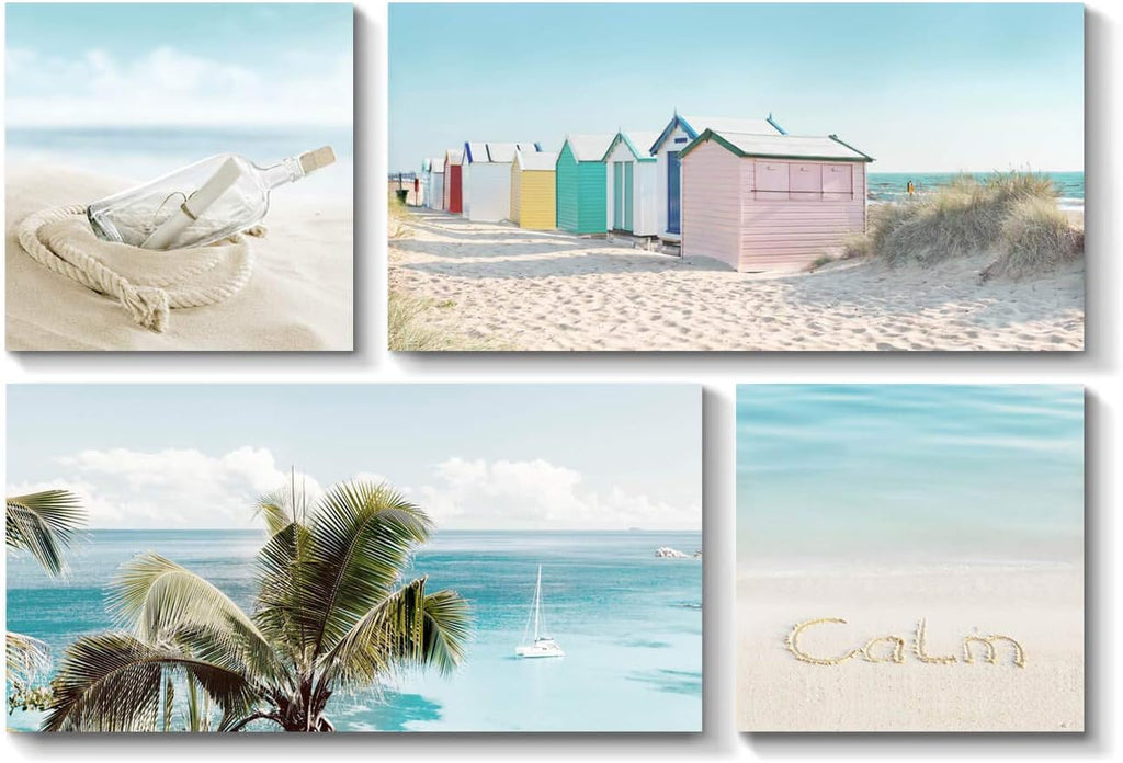 Beach Picture Seashell Painting Print Canvas Artwork (Overall 36 W x 24 H) V965