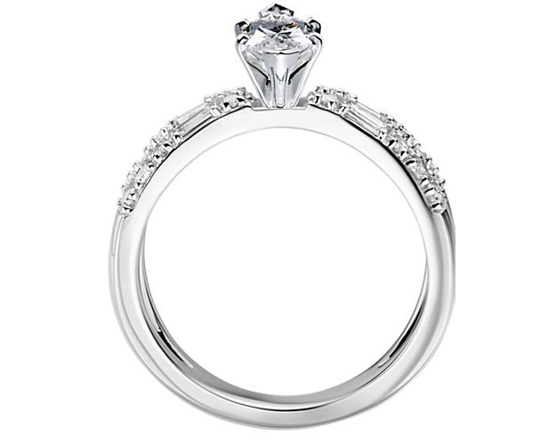 14K White Gold Solitaire Ring with Accents Q35076