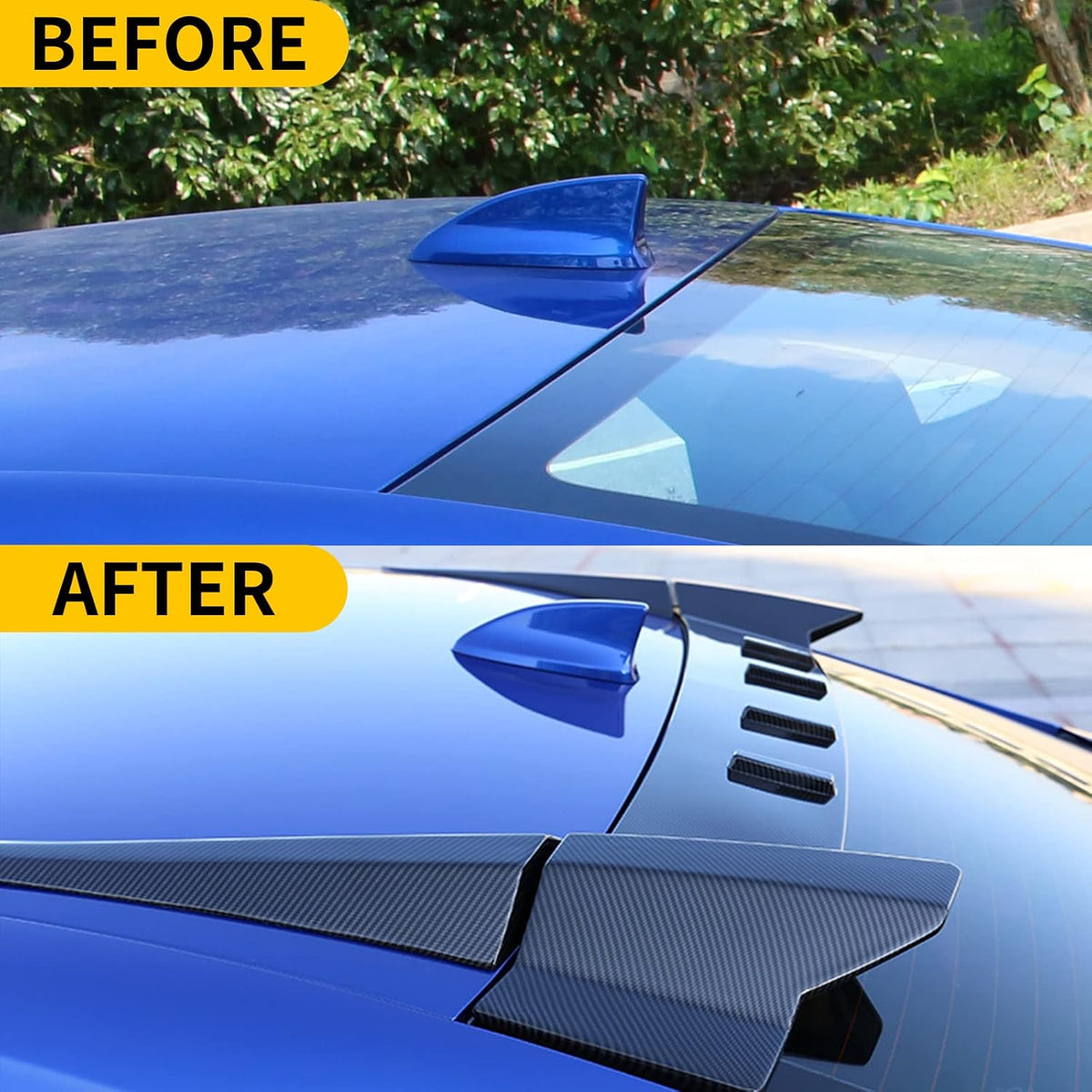 Glossy Carbon Fiber Pattern Rear Window Roof Spoiler Wing Lip J754943