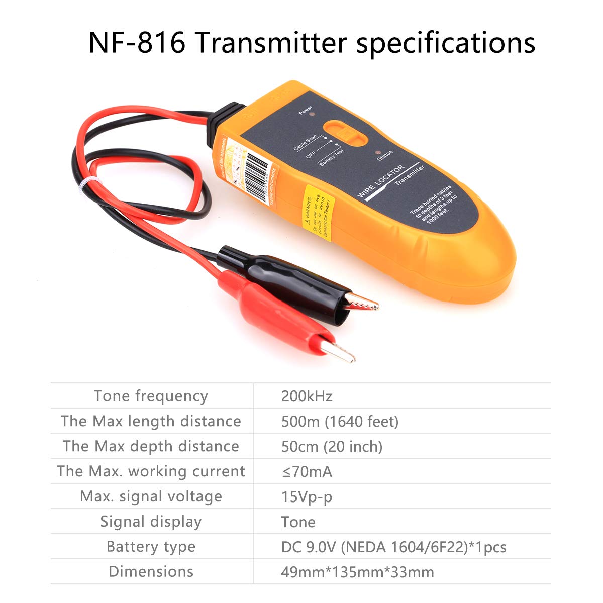 Cable Wire Locator Metal Pipes Electrical Wires Coax Cable Tester with Earphone Pack of 2 J333796