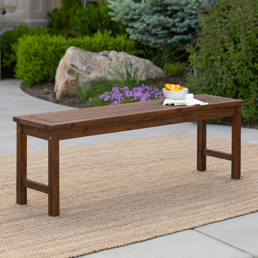 2 Piece Solid Acacia Wood Outdoor Dining Chairs, Set of 2, Brown U26705