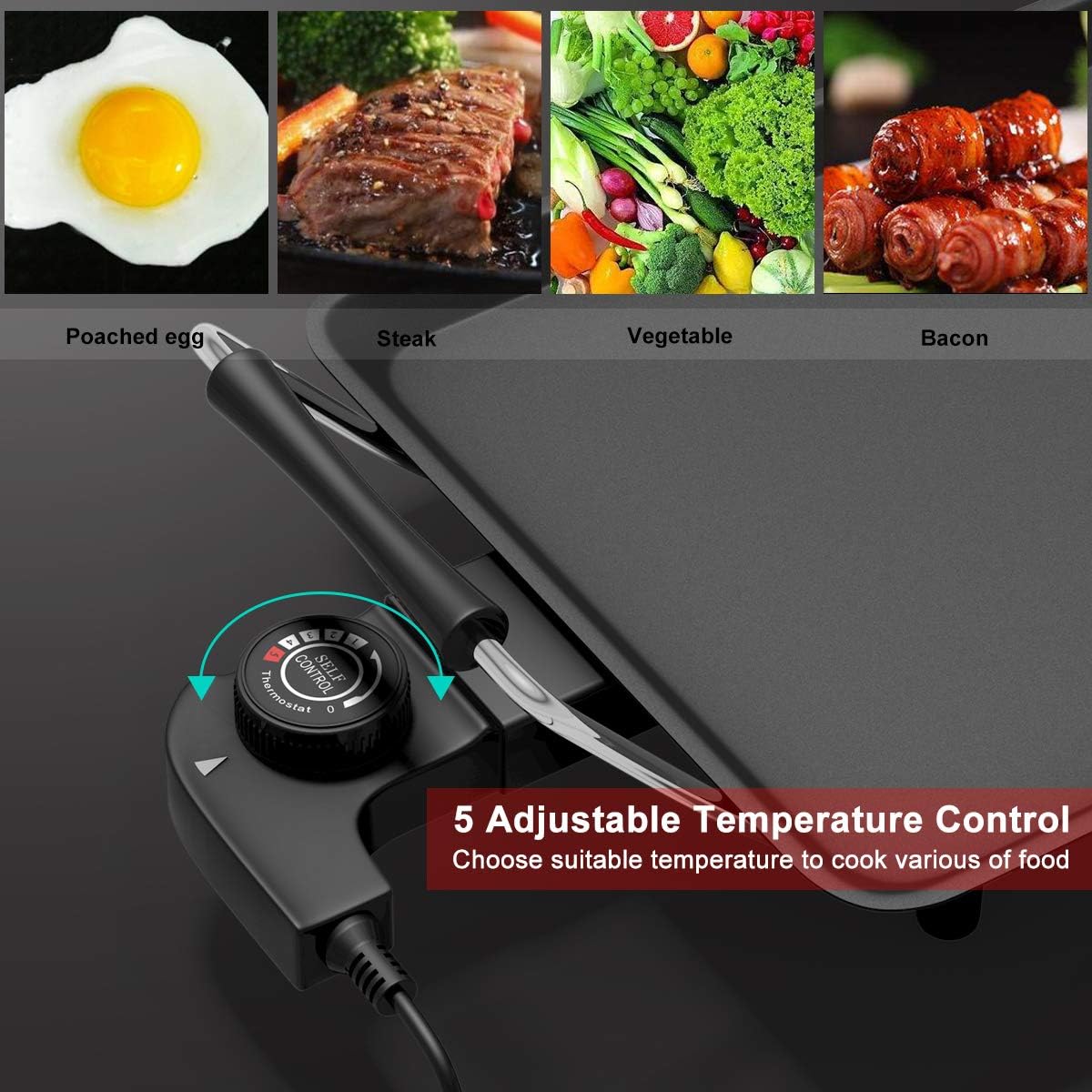 35 Electric Teppanyaki Table Top Grill Griddle, Nonstick Extra Large Griddle G429