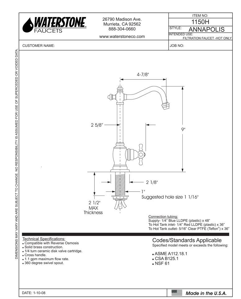 Distressed American Bronze Hot Only Filtration Faucet I1380