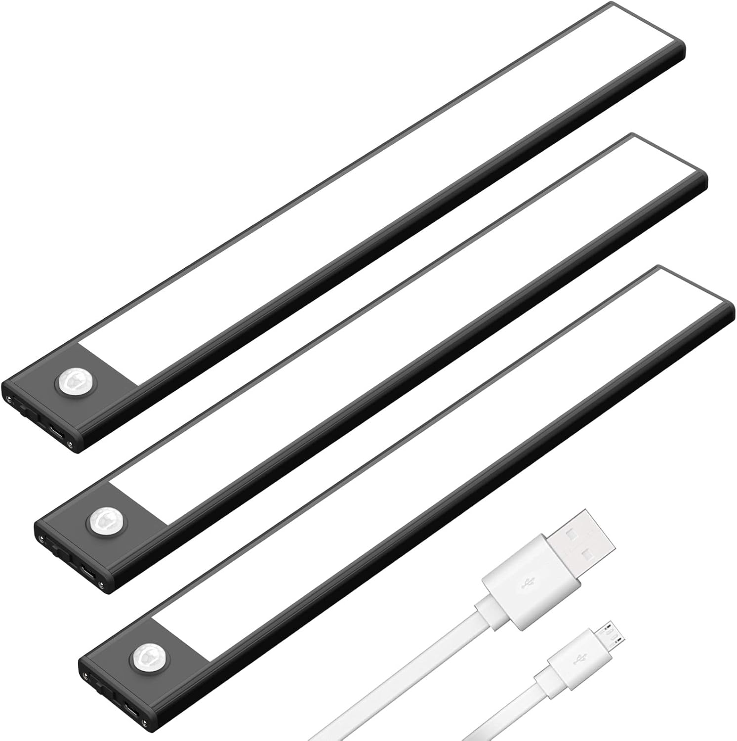 3 Pack LED Under Cabinet Lights Wireless Motion Sensor Rechargeable Cabinet Lights 6000K Black L362991