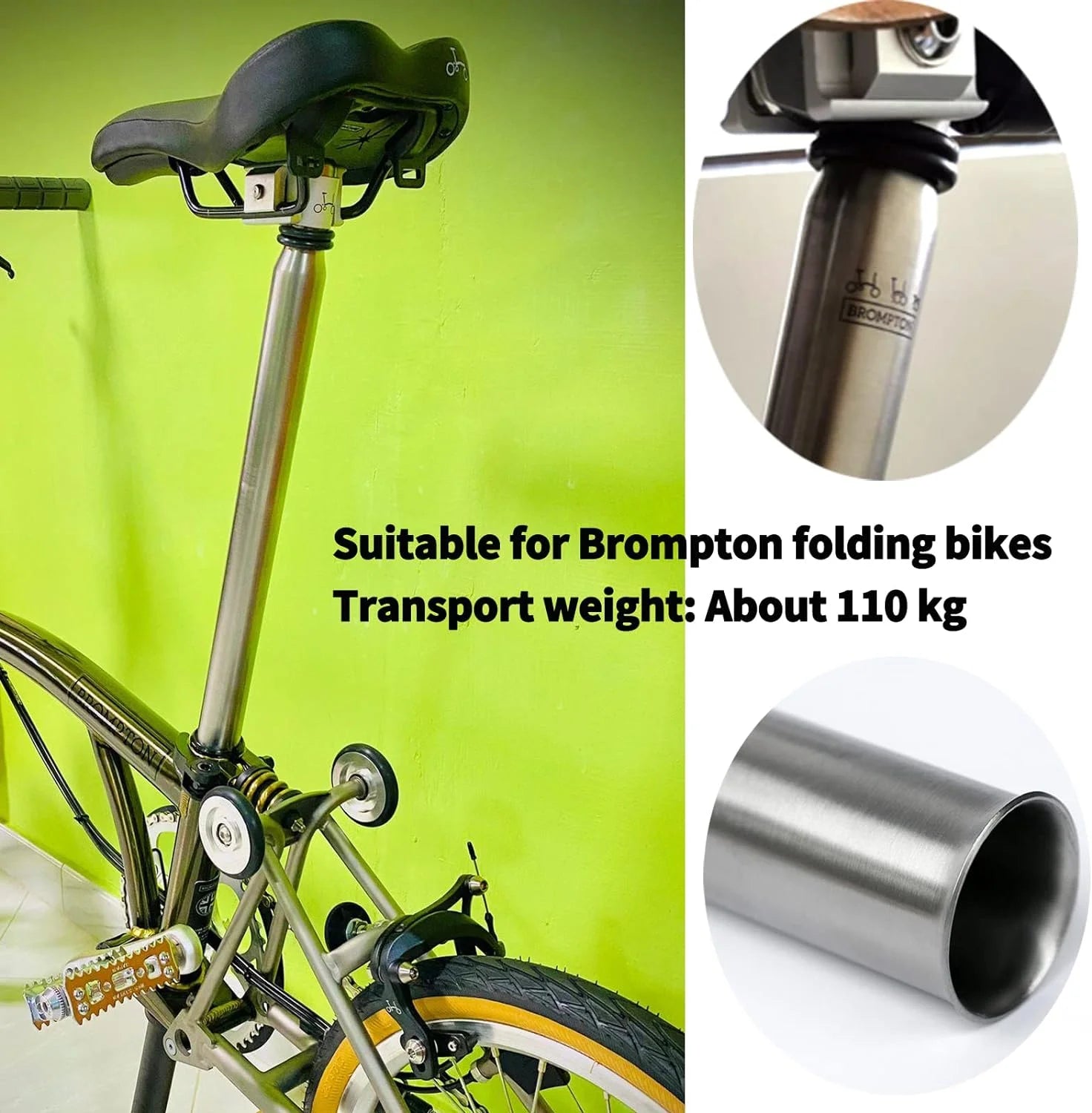 Titanium Seatpost for Brompton Folding Bike, 31.8mm, 580 E425