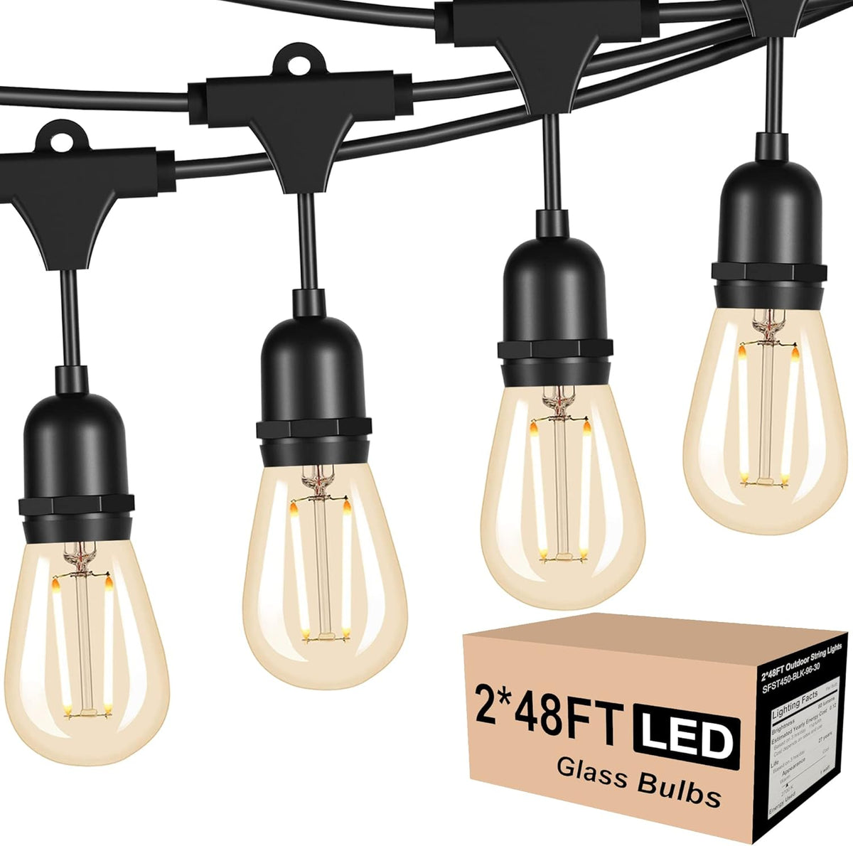 100FT LED String Lights with 30 Sockets 32 Shatterproof Plastic Bulbs N35805