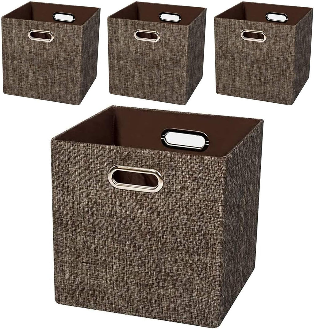 Beige Foldable Storage Cube Bins, Set of 4 W8879