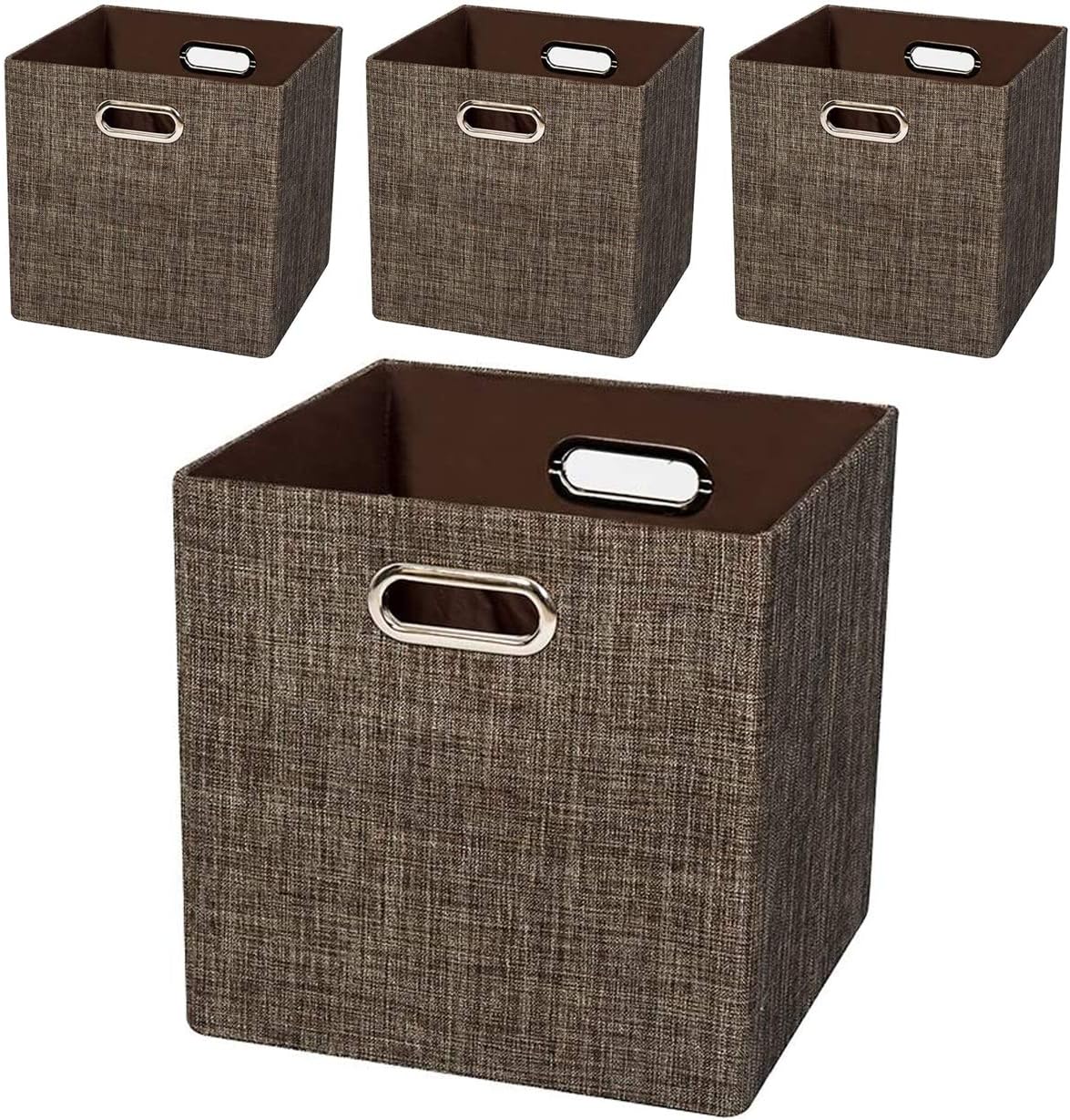 Beige Foldable Storage Cube Bins, Set of 4 W8879