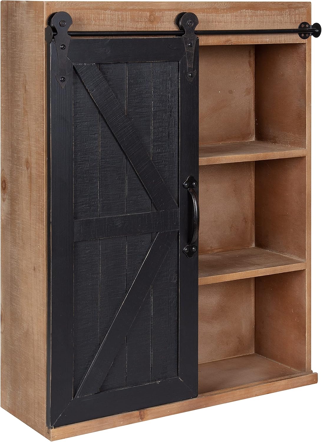 White Wood Wall Storage Cabinet with Sliding Barn Door R103
