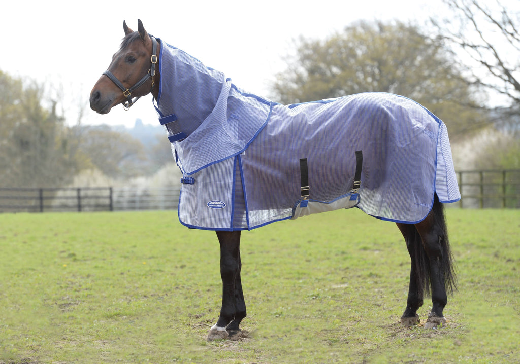 White/Blue Ripshield Detach-A-Neck Fly Sheet B51347