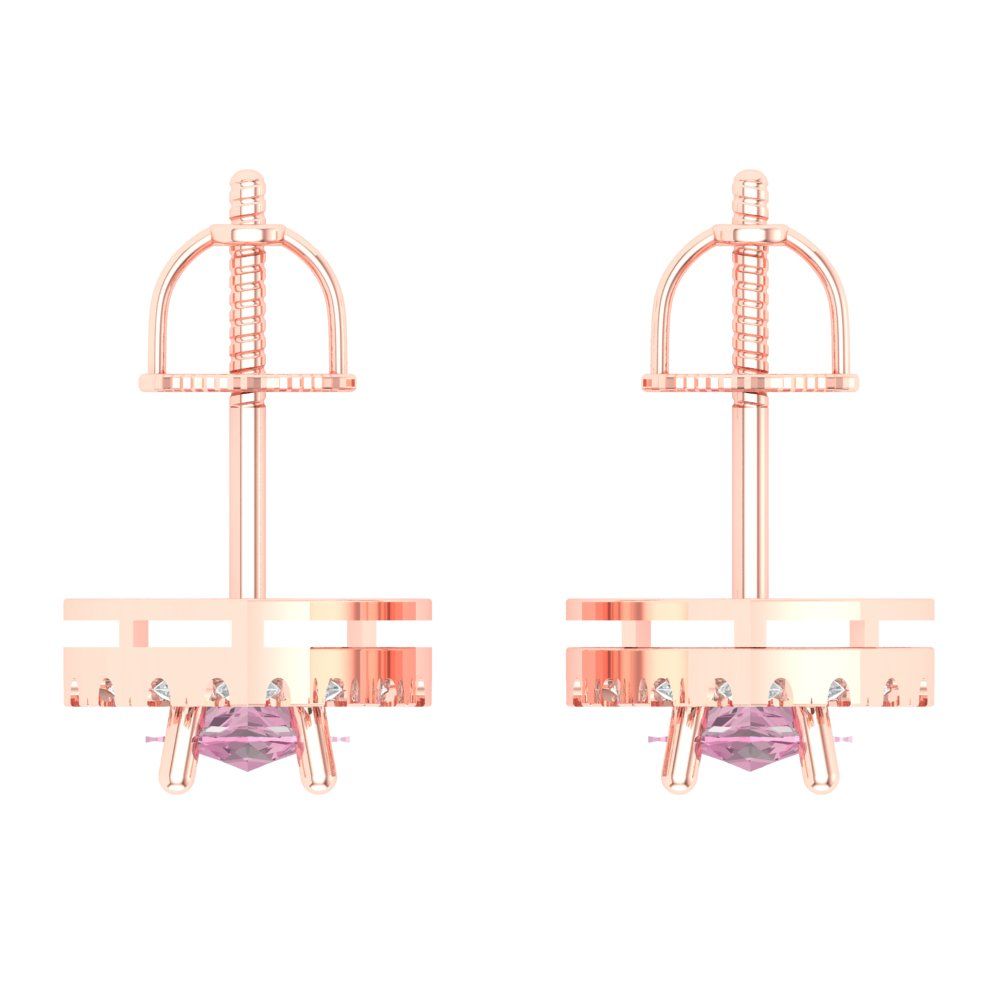 Rose Gold Halo Stud Earrings with Screw Back T43720