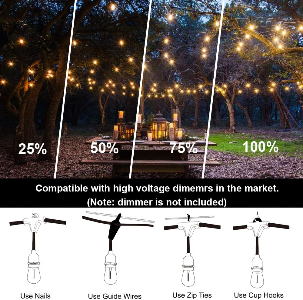 100FT LED String Lights with 30 Sockets 32 Shatterproof Plastic Bulbs N35805