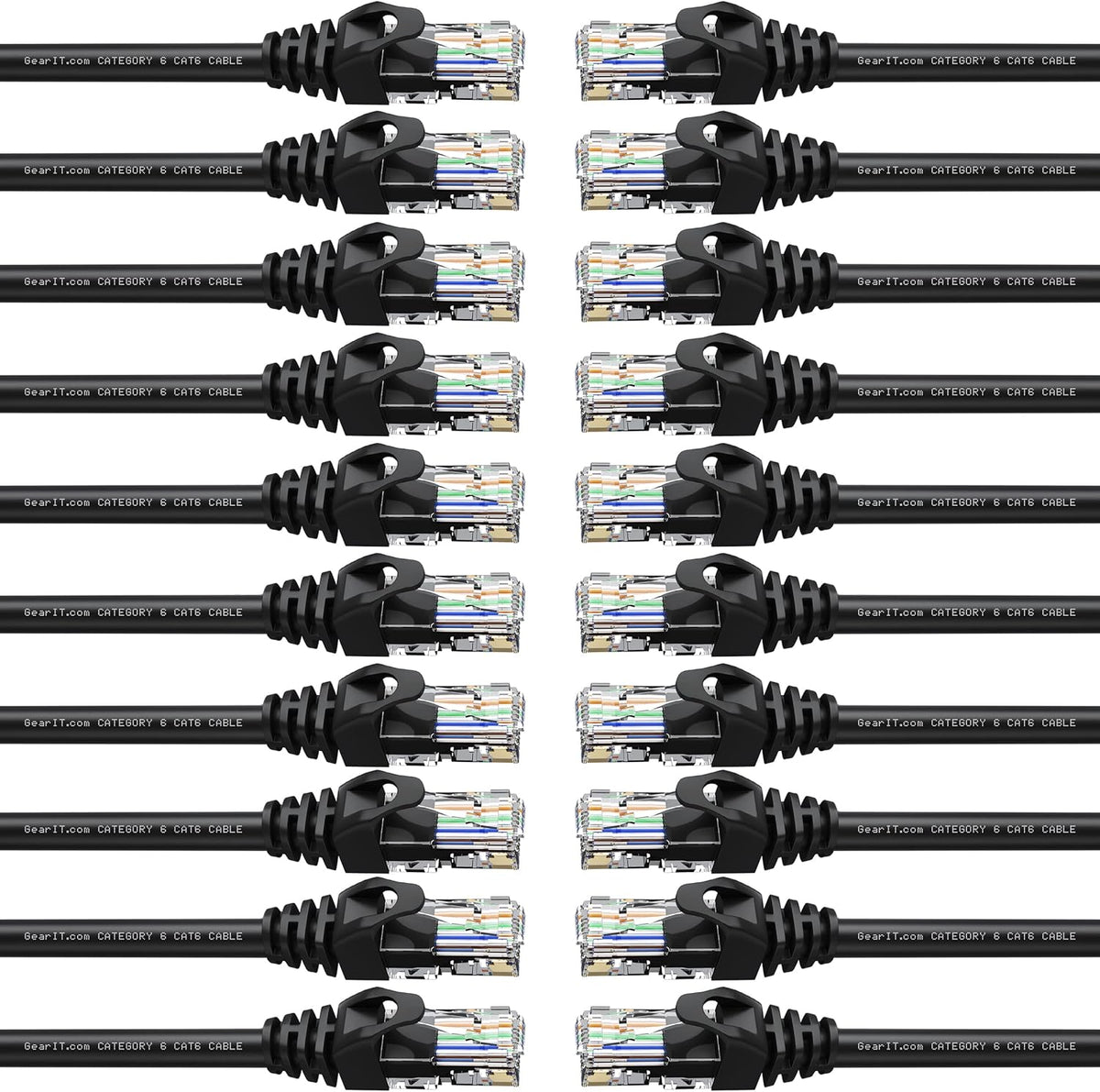 20-Pack Cat6 Patch Cable 7 Feet Ethernet Cable Snagless Black O5047