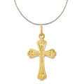 24K Cross Charm Pendant with Sterling Silver Rope Chain Necklace 20'' B397