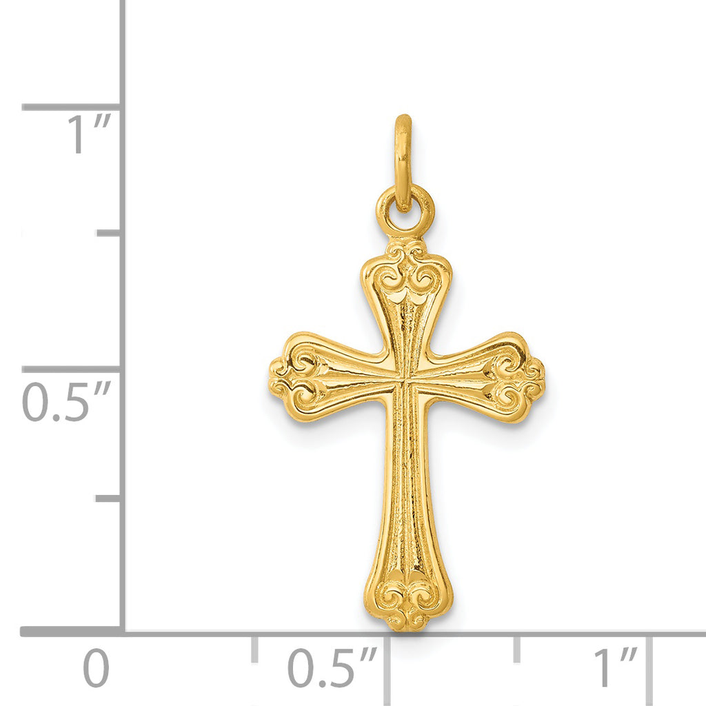 24K Cross Charm Pendant with Sterling Silver Rope Chain Necklace 20'' B397