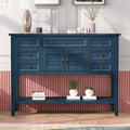 Blue Console Table with 7 Drawers and 1 Cabinet C806