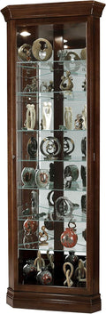 Cherry Bordeaux Finish Corner Curio Cabinet with Seven Glass Shelves Q4202