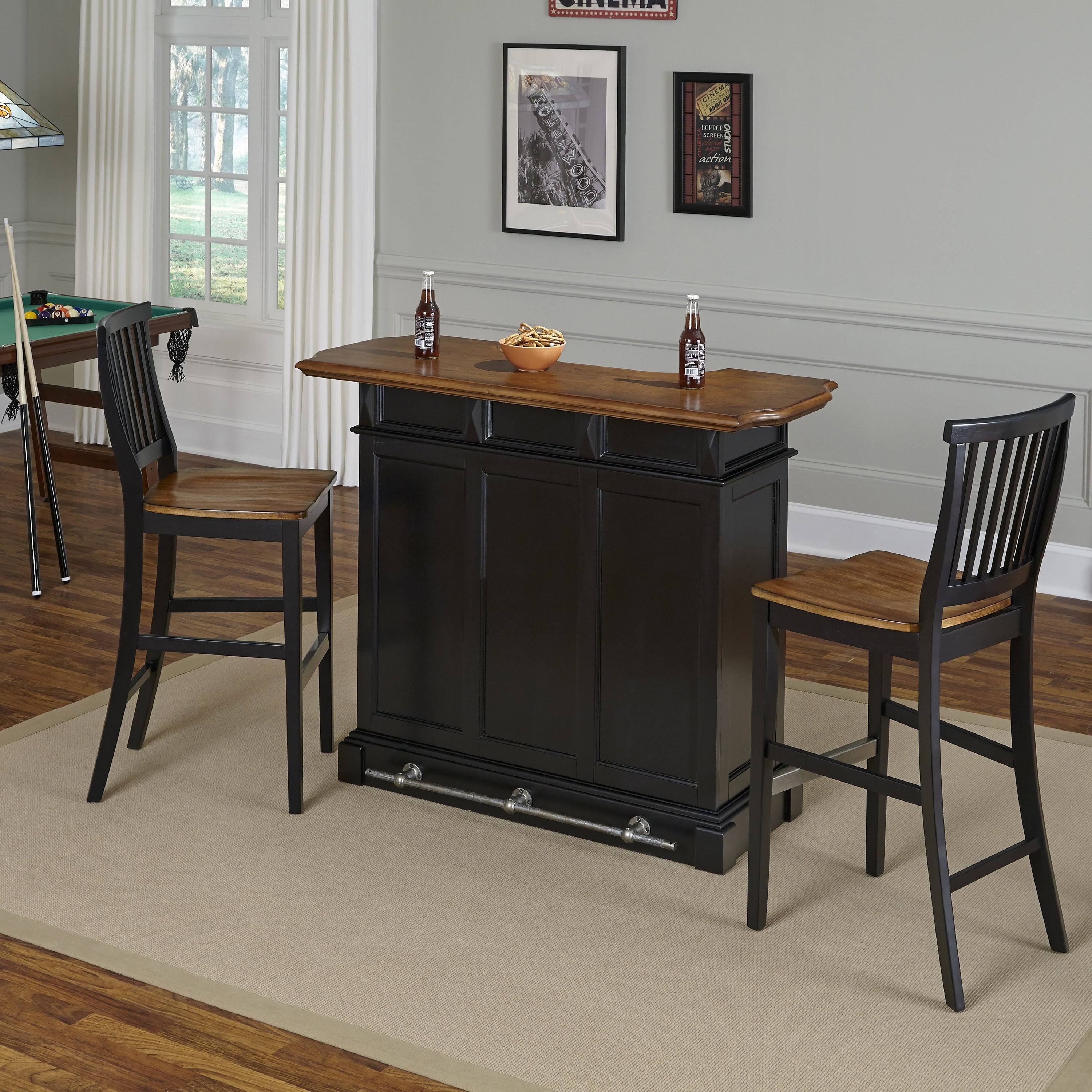 Black Bar and Two Stools V604