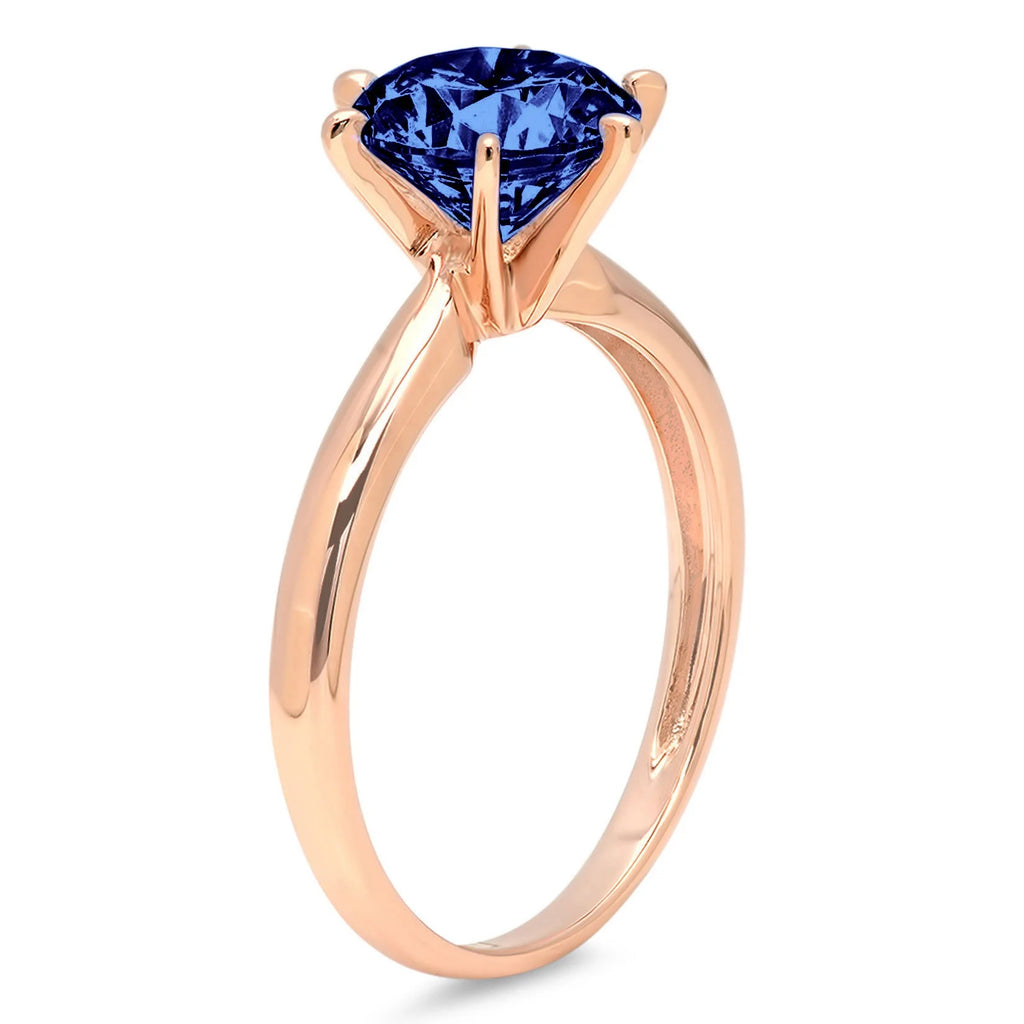 2.5ct Round Cut Blue Simulated Tanzanite 18k Rose Gold Ring Size 9.5 N94189
