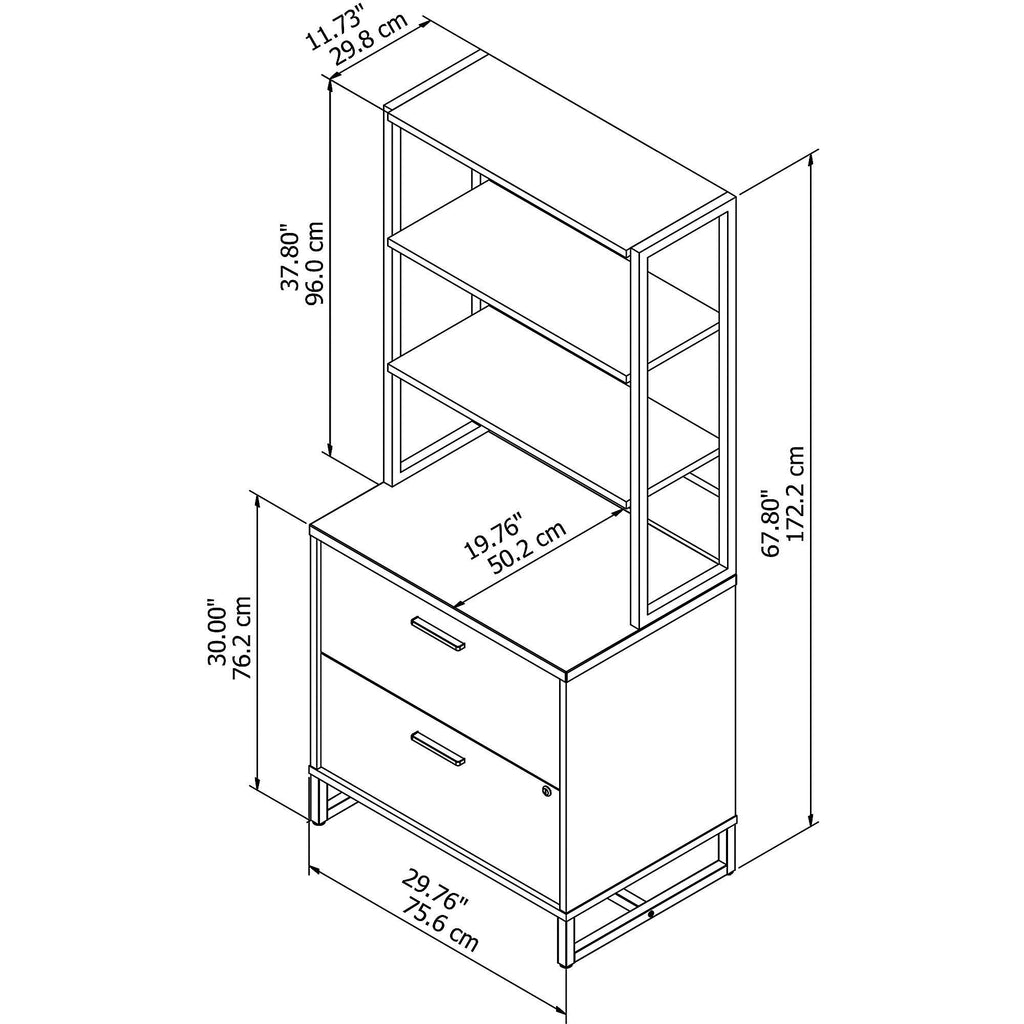 White Lateral File Cabinet with Hutch E7133