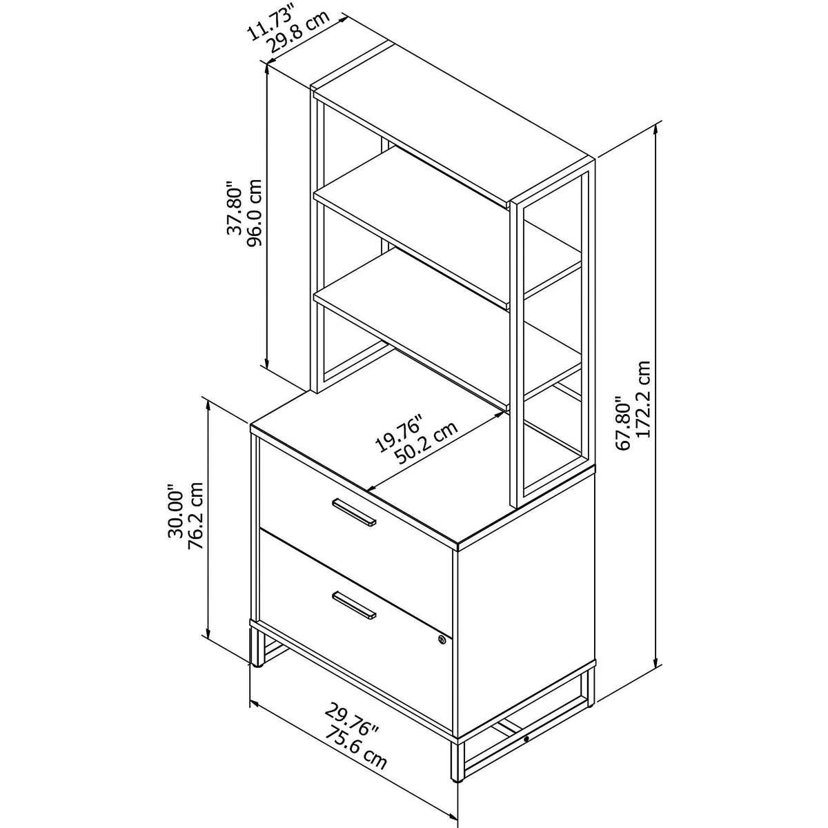 White Lateral File Cabinet with Hutch E7133