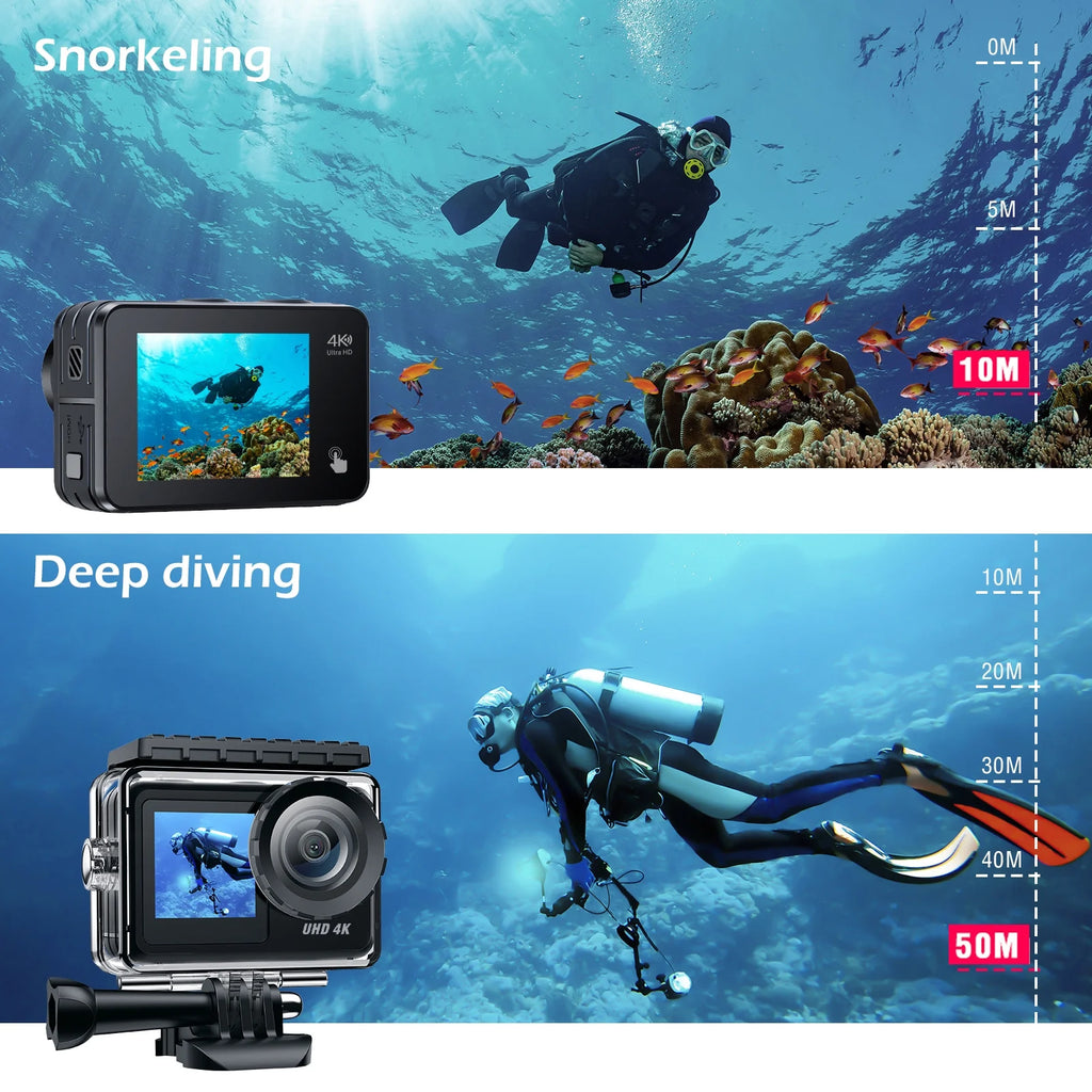4K 30FPS Action Camera Waterproof WiFi Touch Screen O123