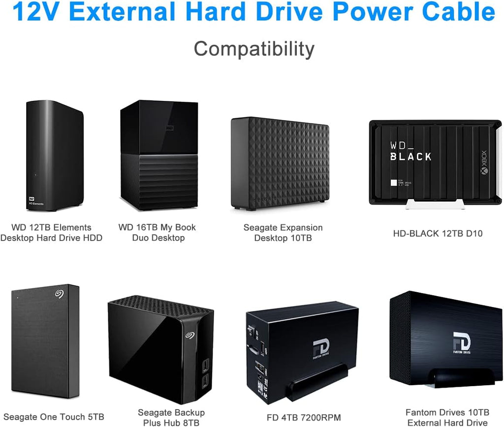 12V External Hard Drive Power Cable V8470