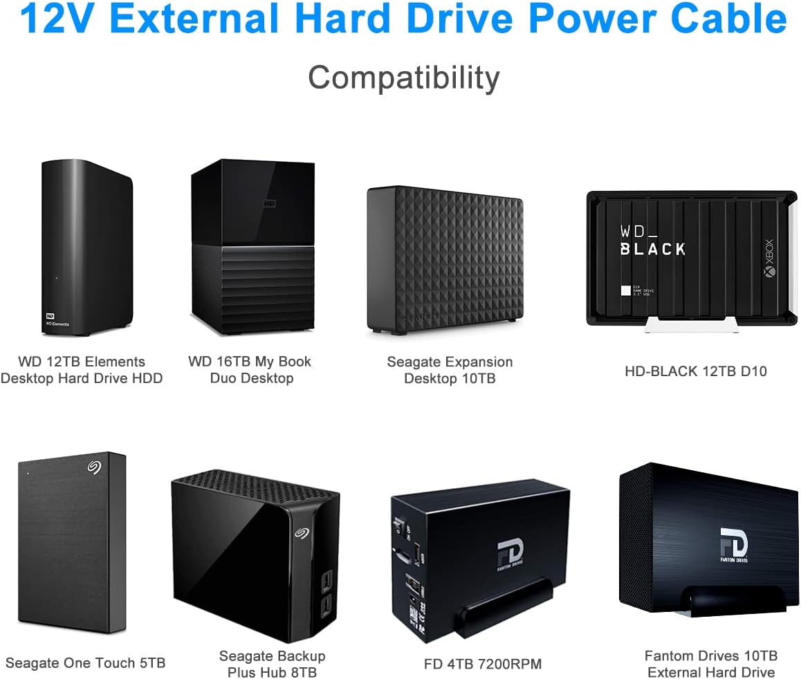 12V External Hard Drive Power Cable V8470