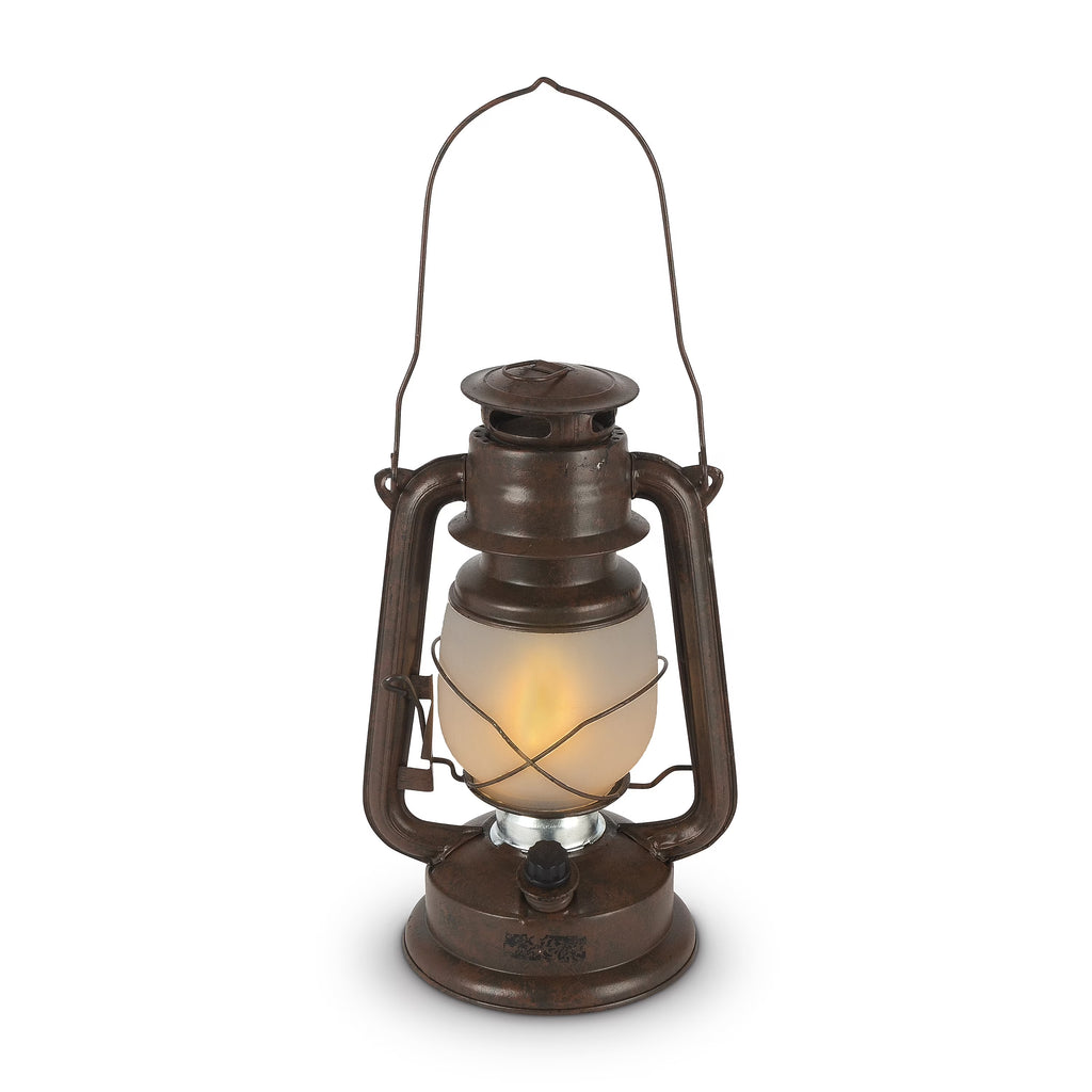 Brown Hurricane-Style Camping Lantern with LED Lights and Dimmer Switch B233827