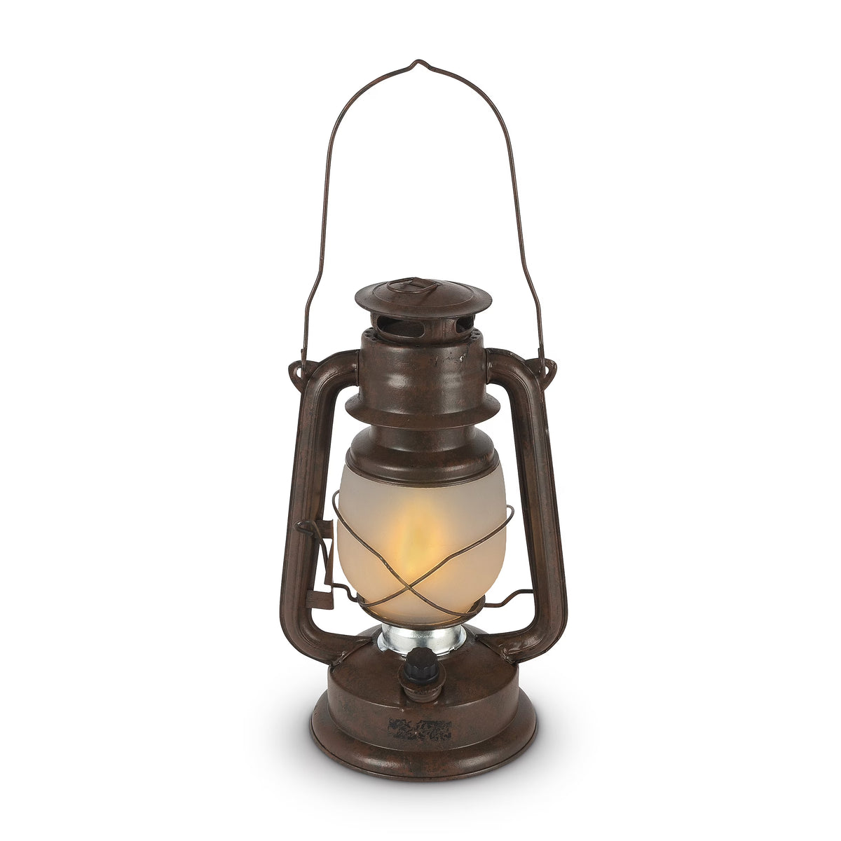 Brown Hurricane-Style Camping Lantern with LED Lights and Dimmer Switch B233827