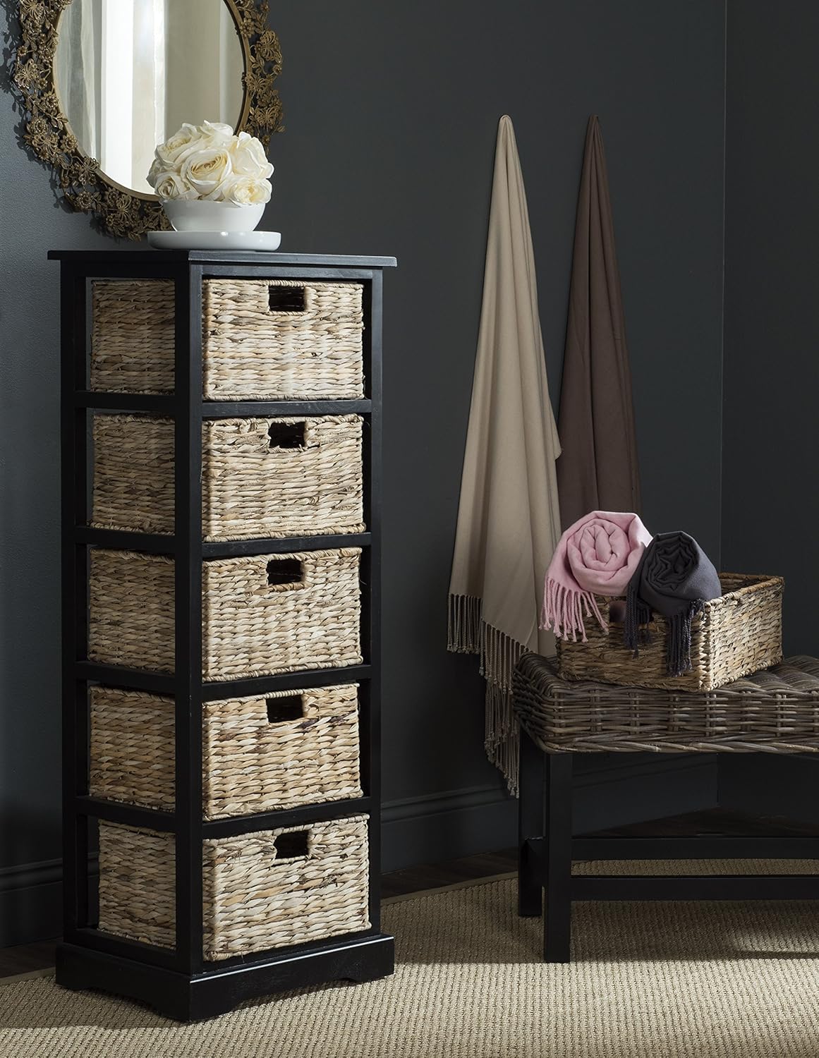 Wicker Basket Storage Tower Z984